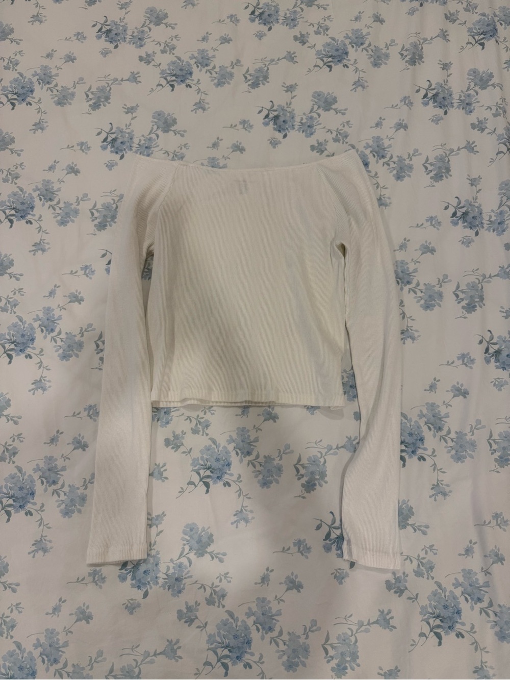 White Ribbed Off The Shoulder Brandy Top